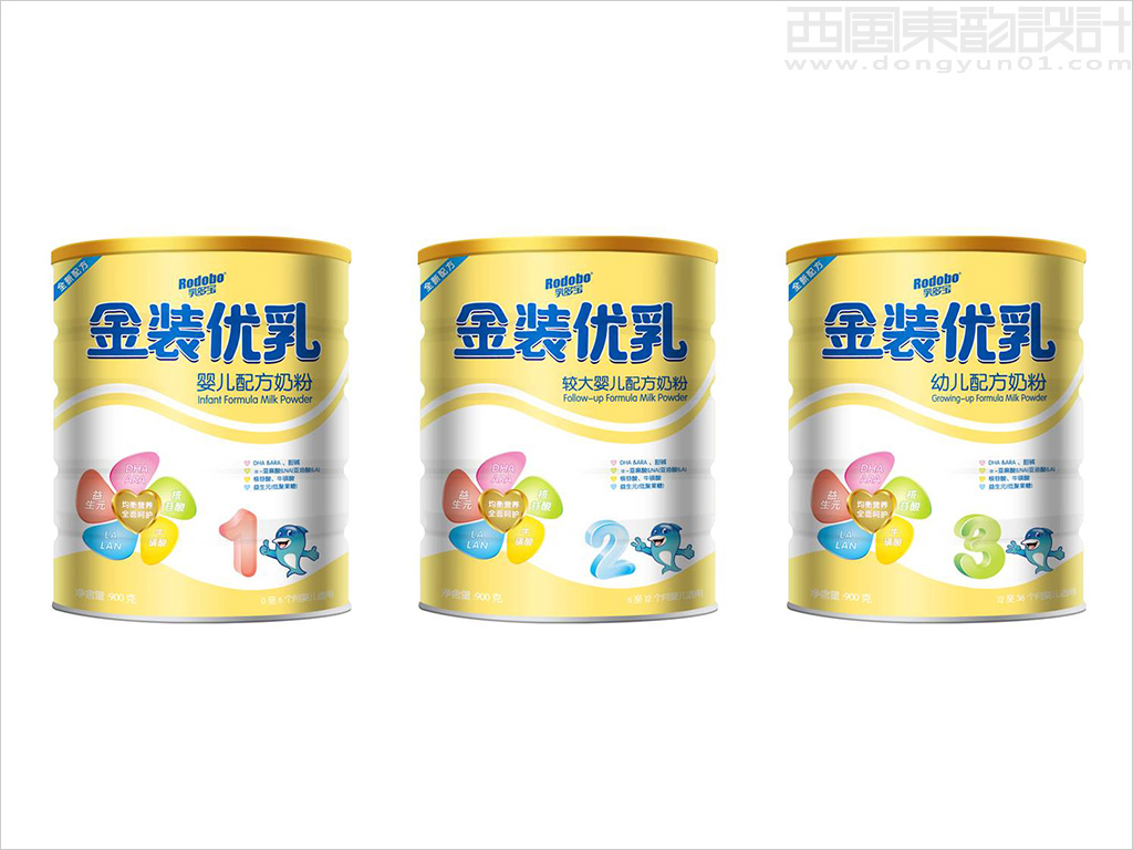 Rodobo乳多寶金裝優(yōu)乳嬰幼兒配方奶粉包裝設計