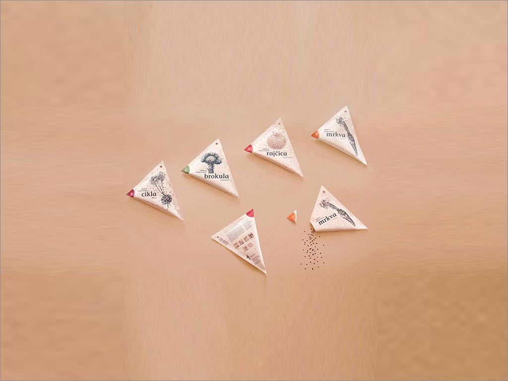 三角袋種子包裝設(shè)計。我真的很喜歡這種類型的形狀和功能。很想使用像這樣的 種子包裝設(shè)計。 