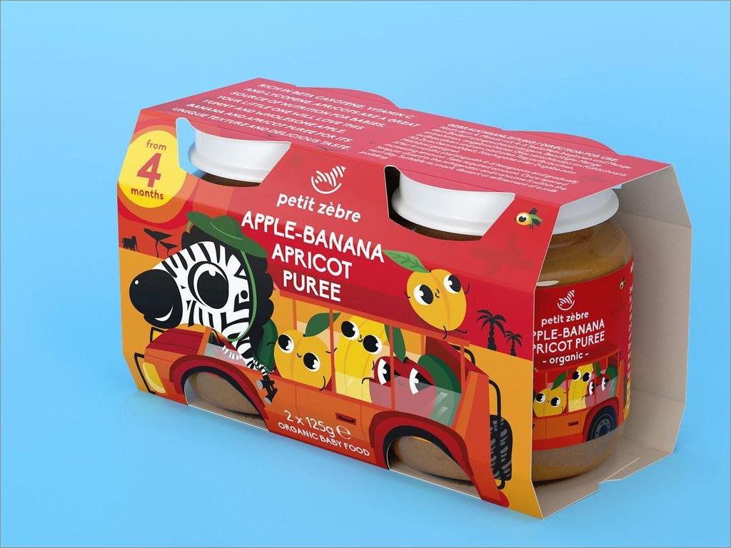瑞士PetitZèbre嬰兒營養(yǎng)食品包裝設(shè)計(jì)之杏醬