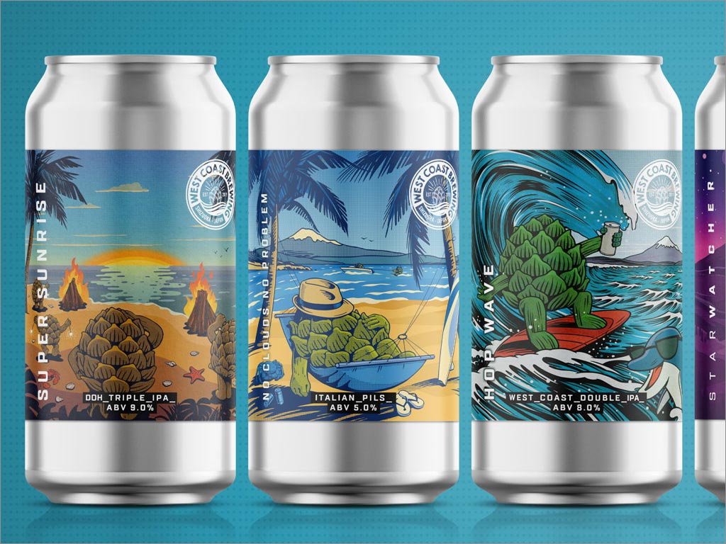 加州感覺與日本藝術(shù)相結(jié)合的Hop Dude啤酒包裝設(shè)計(jì)