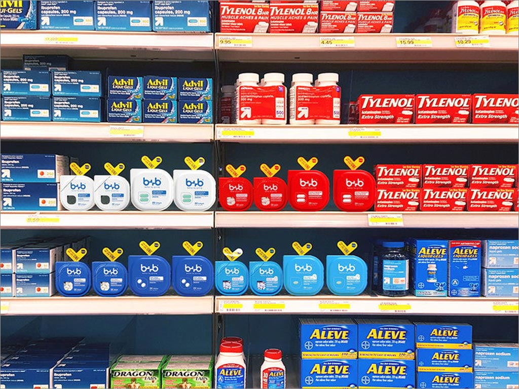 美國b+b藥品包裝設計之藥店柜臺展示