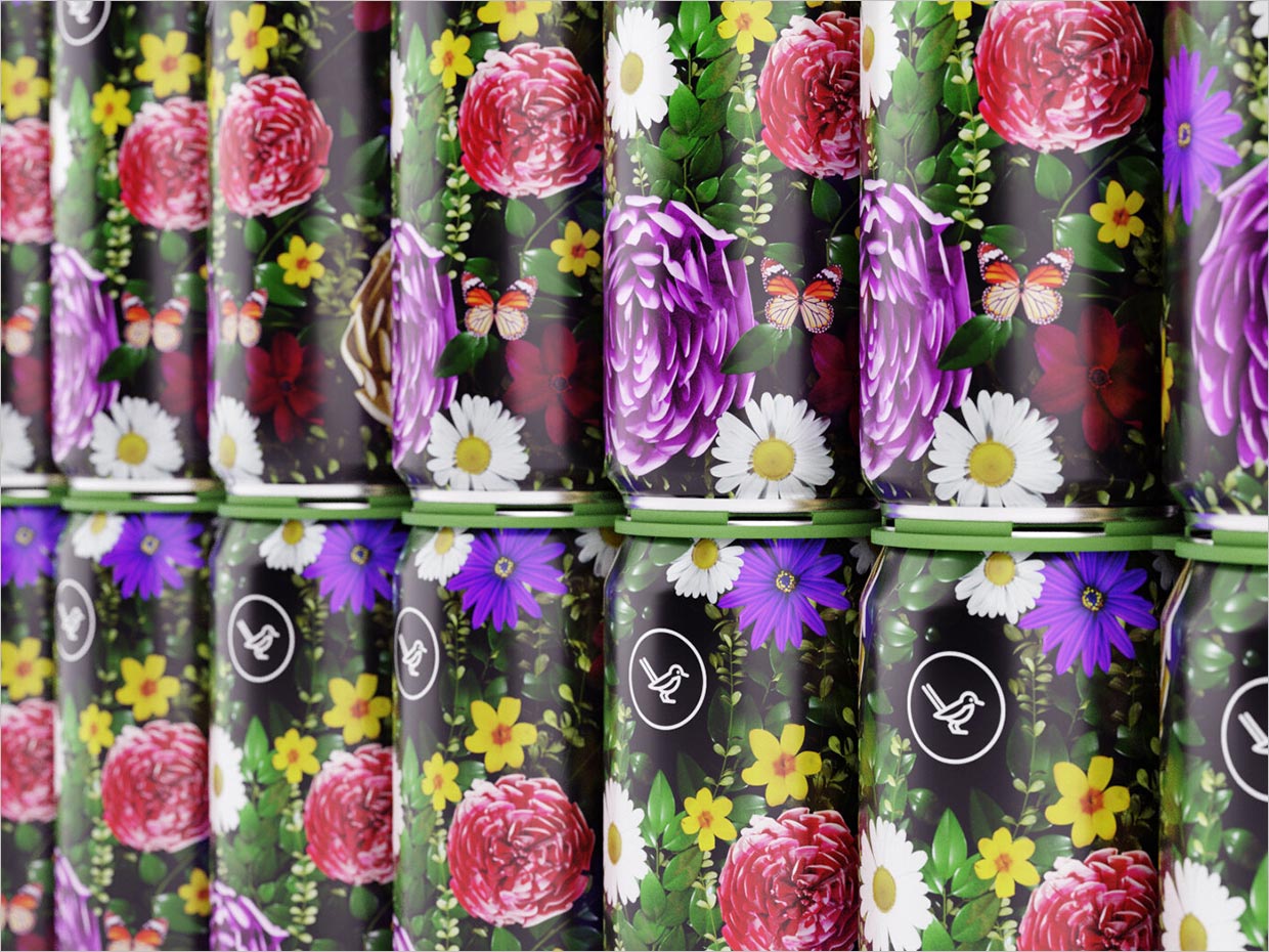 展示花藝的韓國Bring Spring精釀啤酒包裝設計