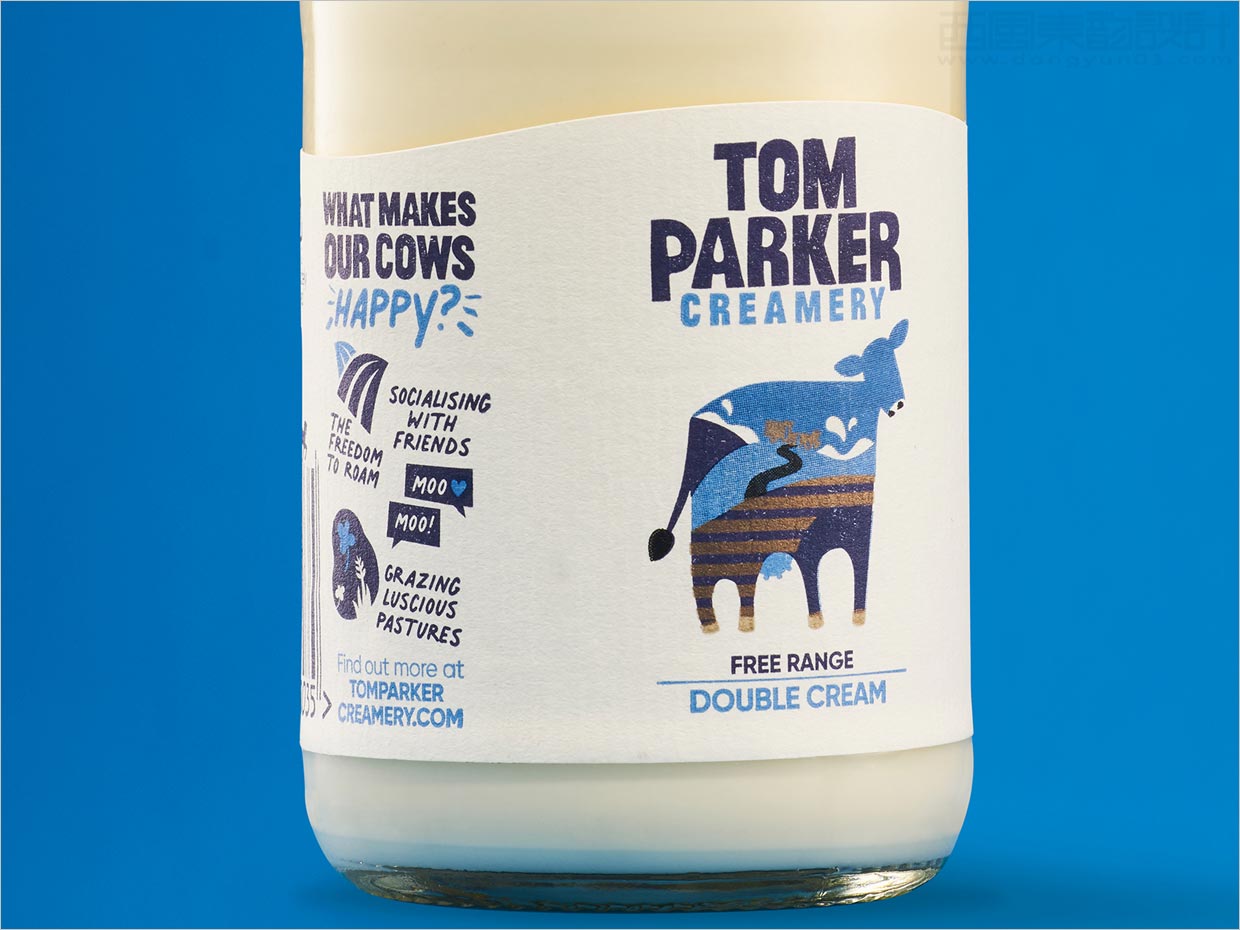 英國Tom Parker Creamery牛奶包裝設計之瓶標設計