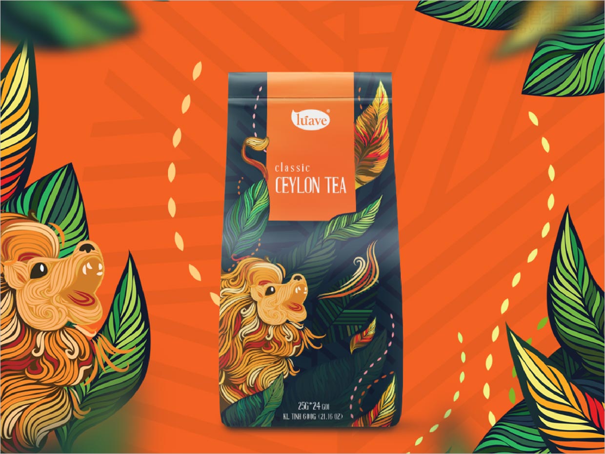 采用鮮活插圖的越南Luave Tea茶包裝設(shè)計