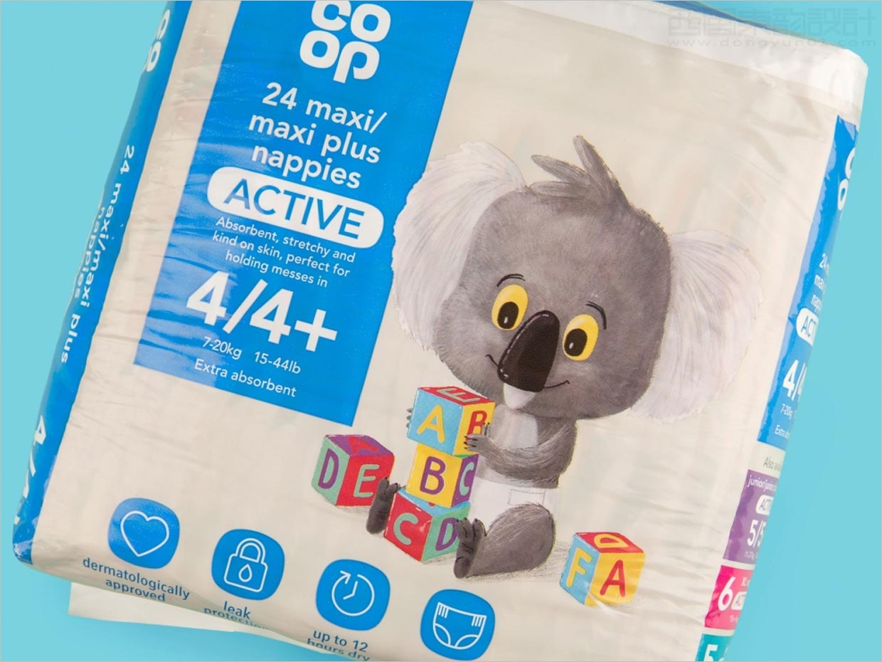 繪本風格插圖的英國coop嬰兒紙尿褲包裝設(shè)計