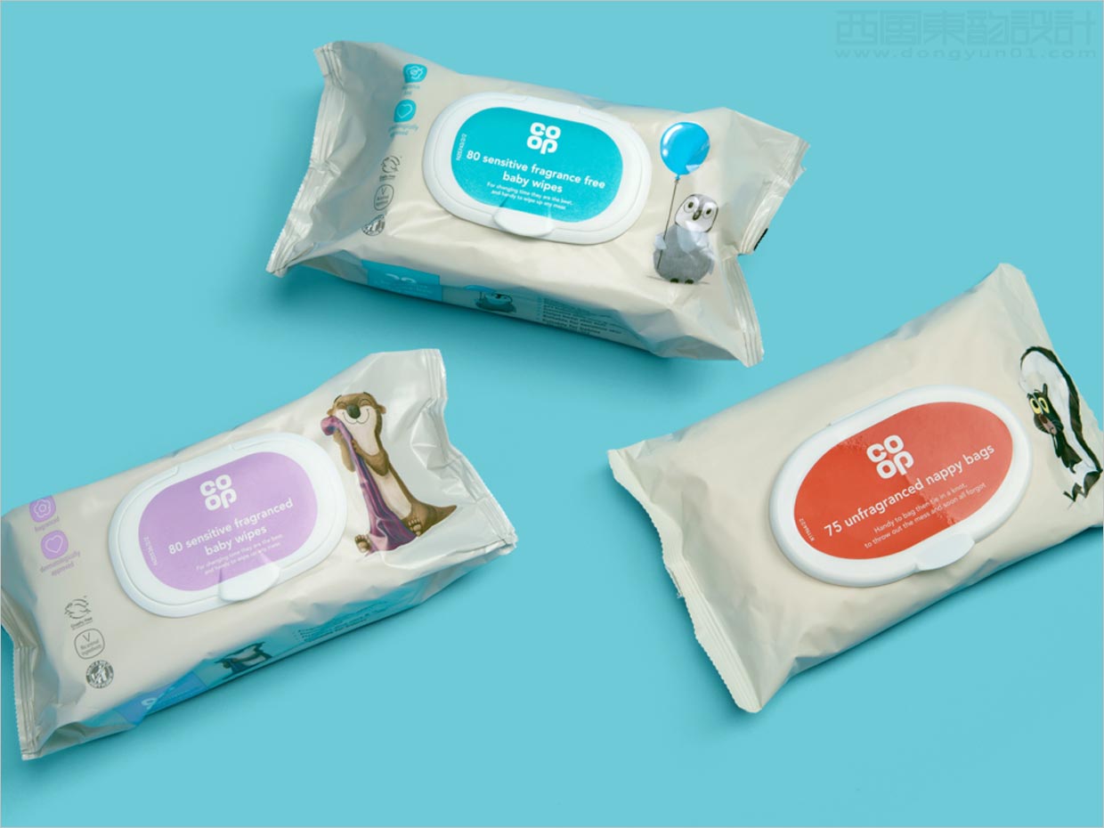 繪本風格插圖的英國coop嬰兒紙尿褲包裝設(shè)計