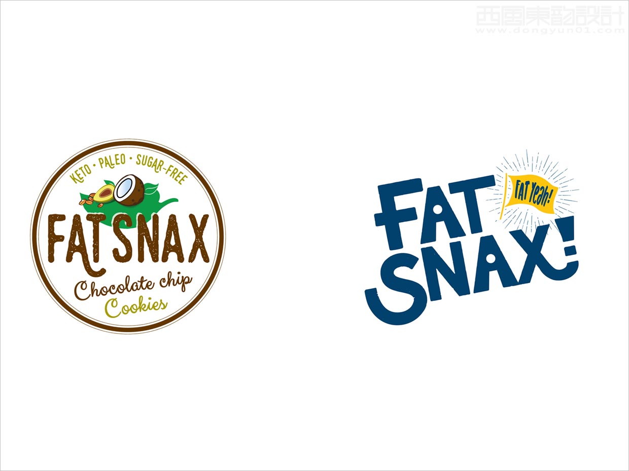 美國Fat Snax餅干快消食品logo設(shè)計之新舊logo設(shè)計對比