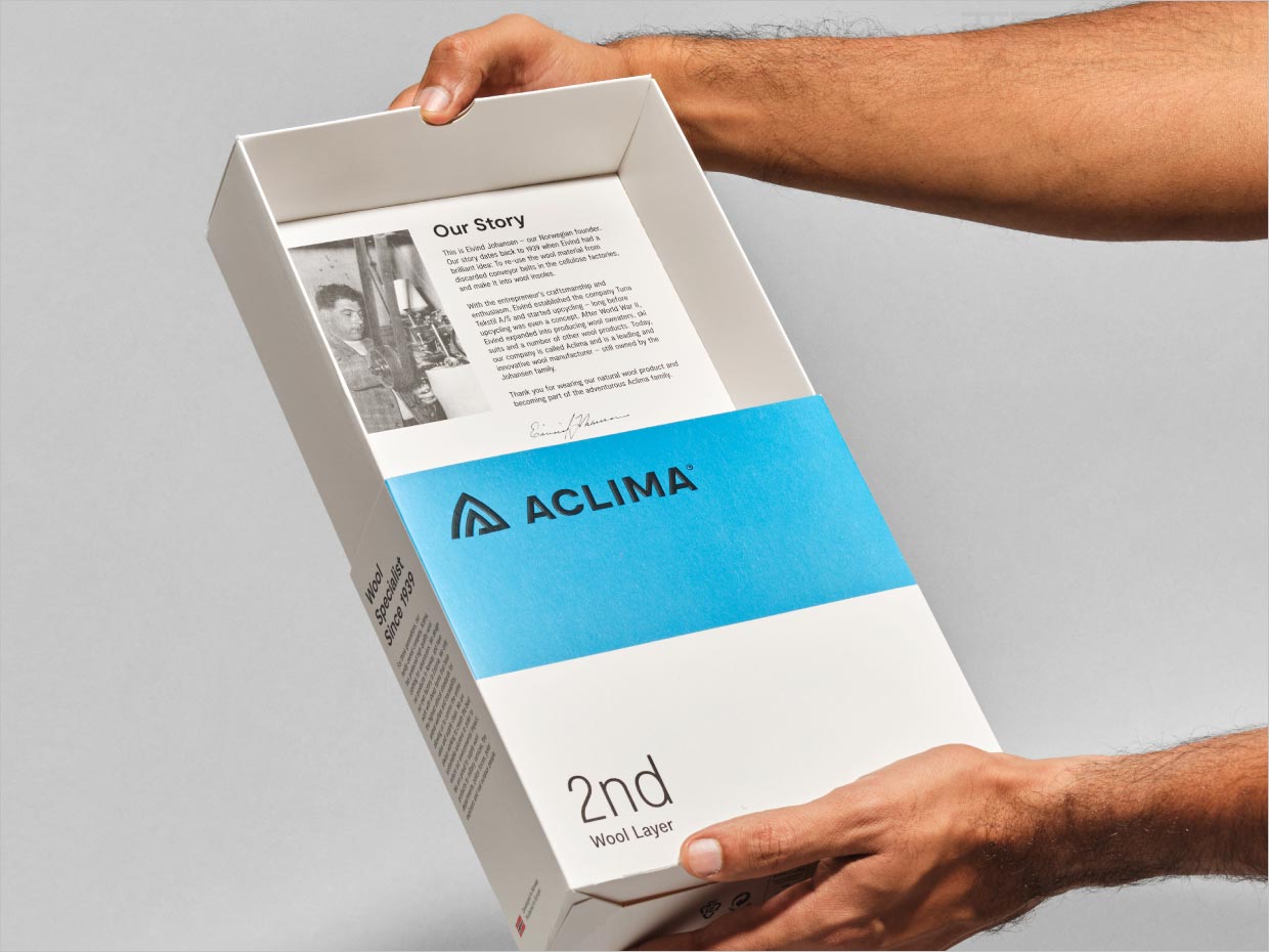挪威Aclima羊毛服裝紡織品包裝設(shè)計(jì)之實(shí)物照片