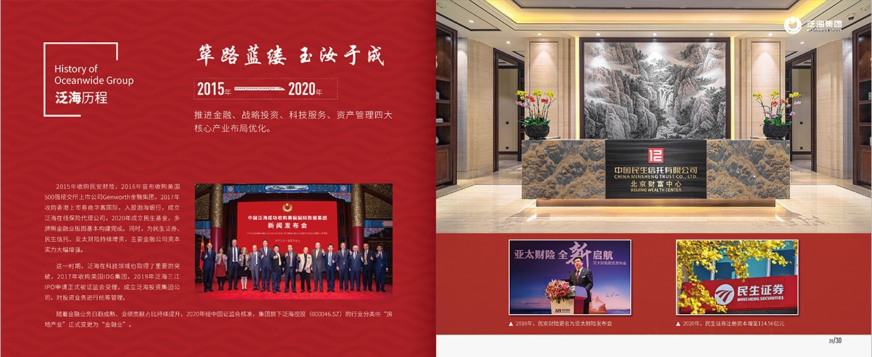 中國泛?？毓杉瘓F(tuán)35周年畫冊設(shè)計之泛海歷程頁面設(shè)計