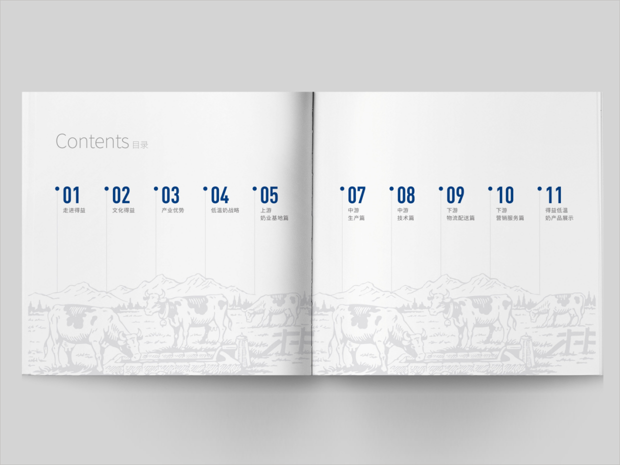山東得益乳業(yè)股份有限公司畫(huà)冊(cè)設(shè)計(jì)之目錄頁(yè)設(shè)計(jì) 山東得益乳業(yè)股份有限公司畫(huà)冊(cè)設(shè)計(jì)之目錄頁(yè)設(shè)計(jì)